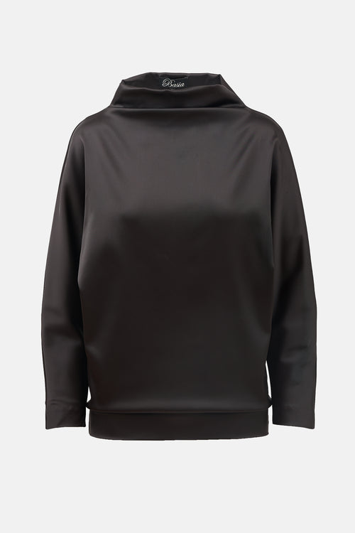 Basia Satin Mock Neck Top