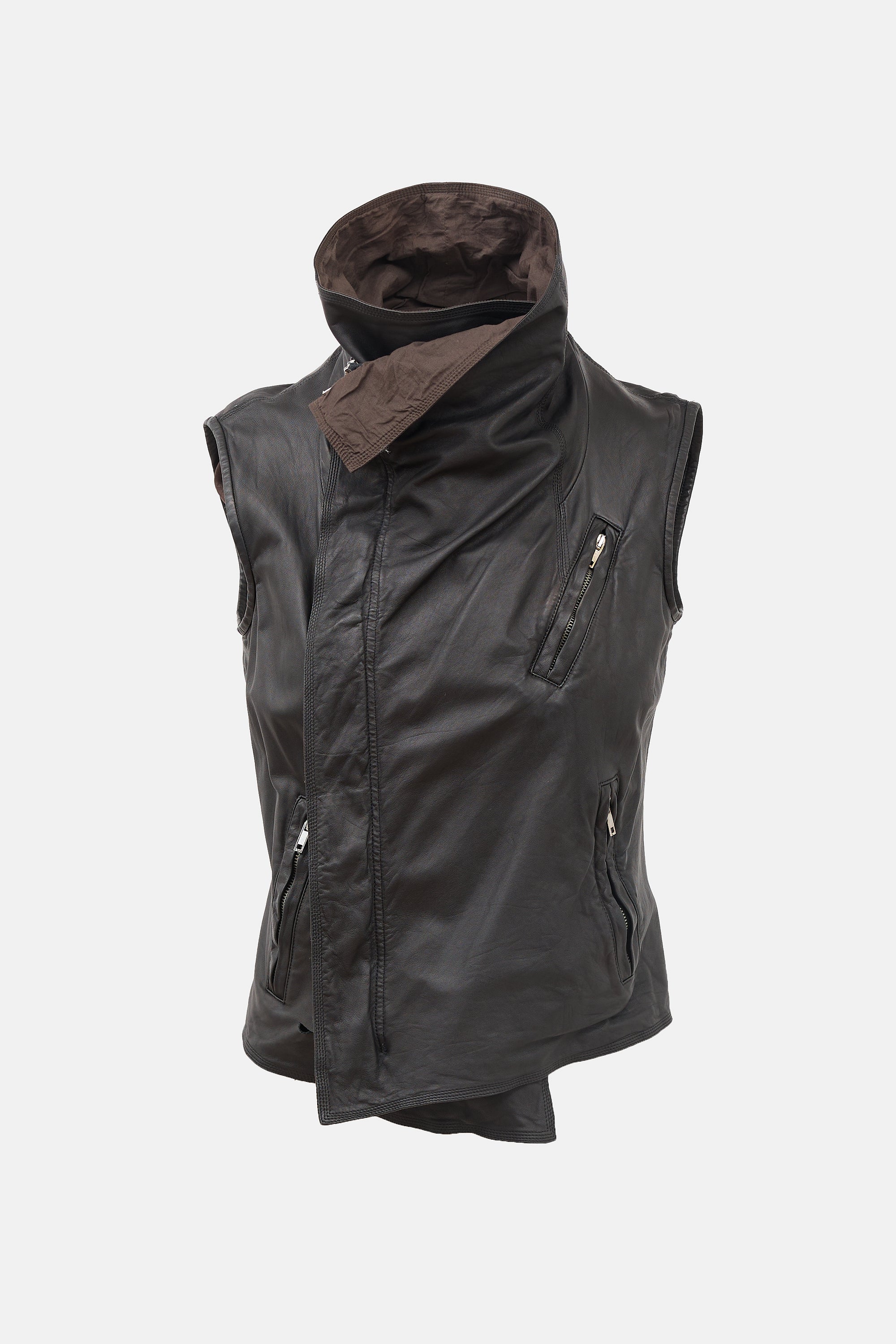 Rick Owens Leather Asymmetric Vest