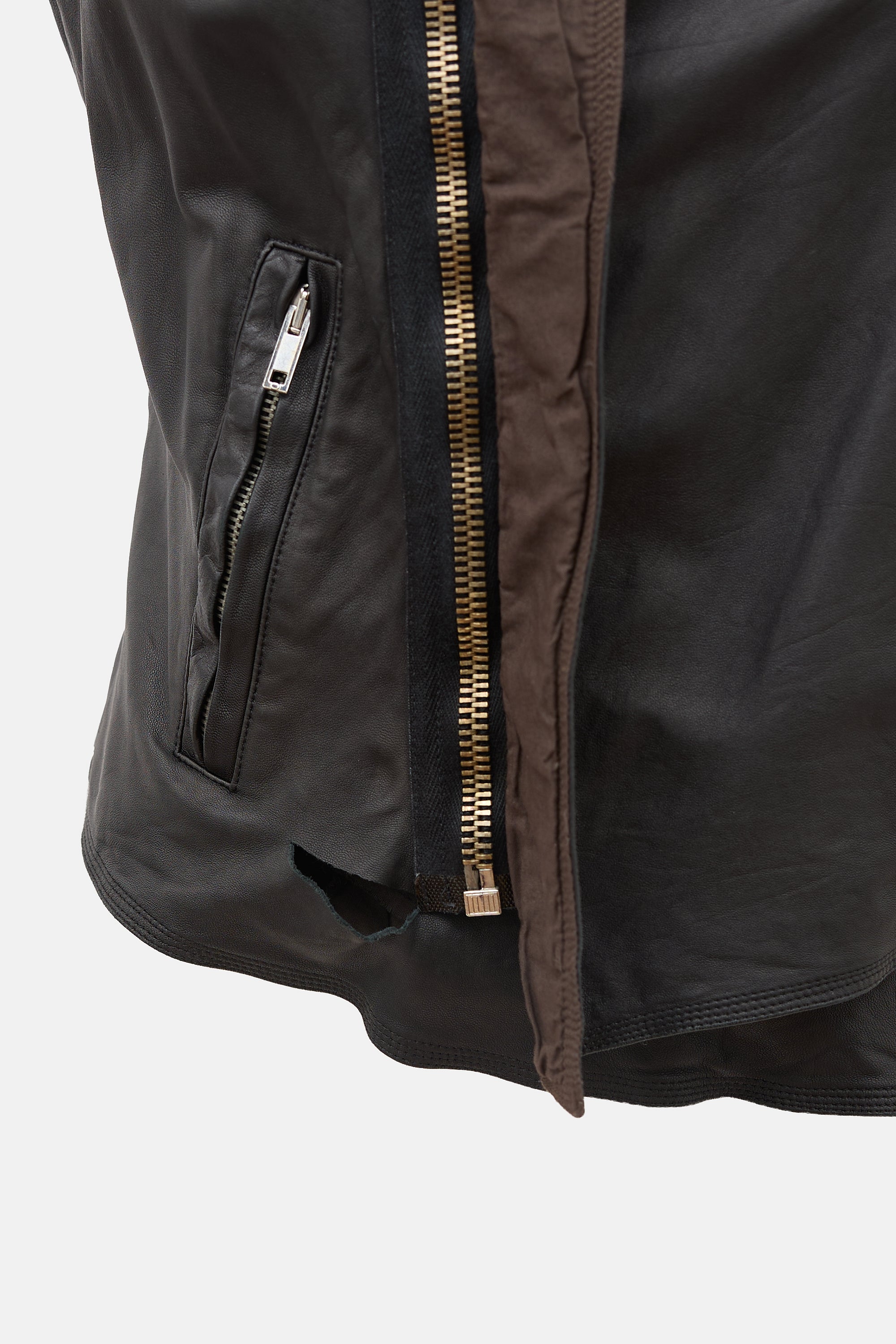 Rick Owens Leather Asymmetric Vest