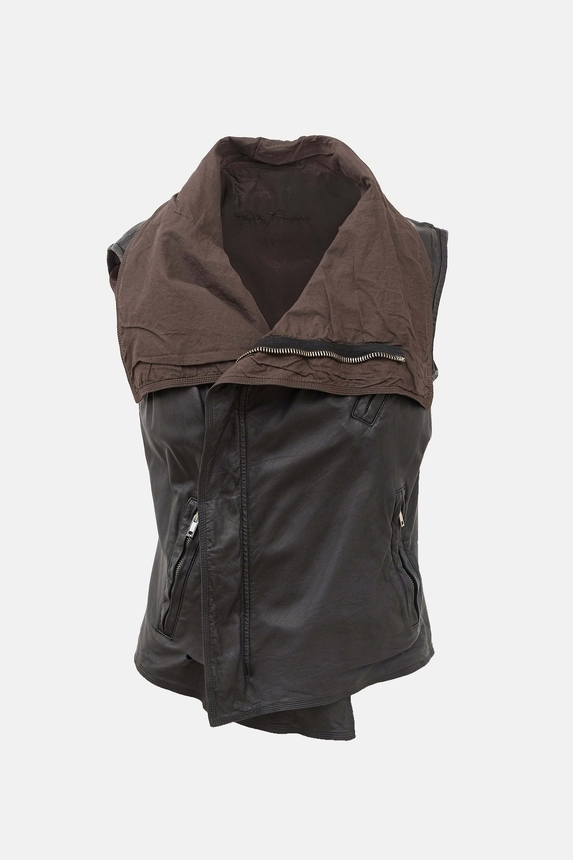 Rick Owens Leather Asymmetric Vest