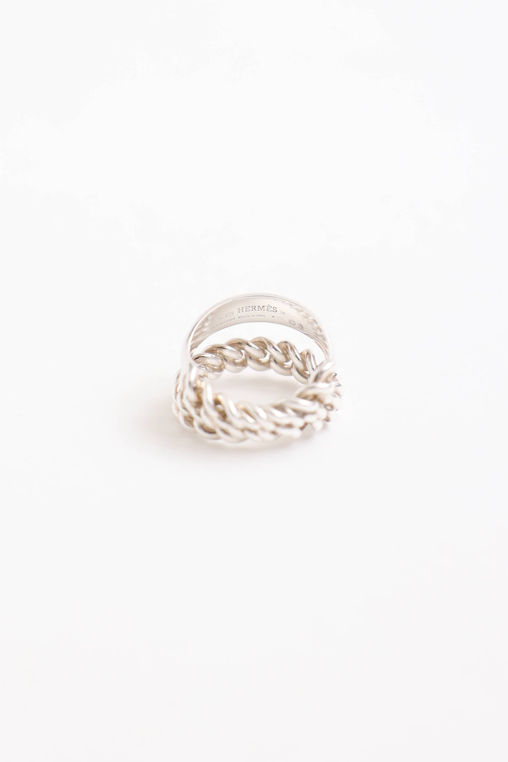 Hermès Sterling Silver Boucle Sellier Inflexible Ring
