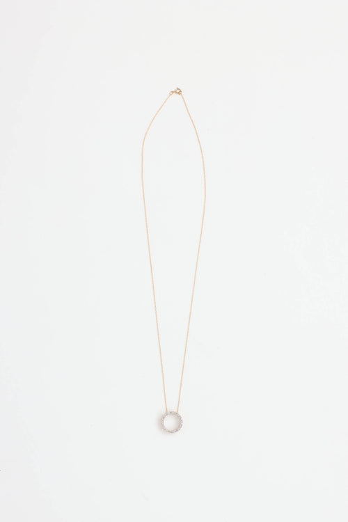 Fine Jewelry 10K Yellow Gold Diamond Circle Necklace
