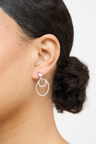 Fine Jewelry 10K White Gold Double Link Drop Earrings