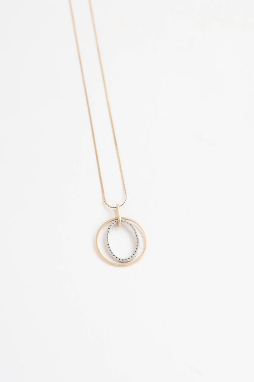 Fine Jewelry 10K Yellow Gold and Diamond Double Hoop Pendant Necklace