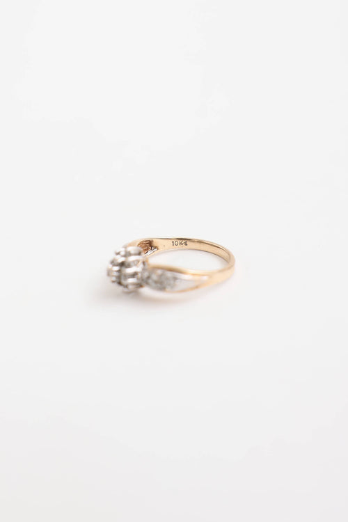 Fine Jewelry 10K Yellow and White Gold Diamond Tier Cluster Ring