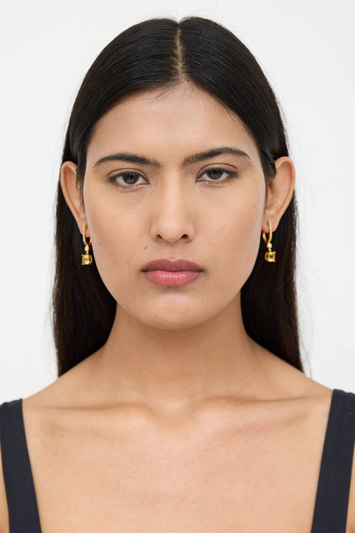 Fine Jewelry 14K Yellow Gold Diamond Beryl Drop Earrings