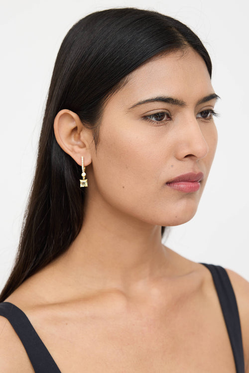 Fine Jewelry 14K Yellow Gold Diamond Beryl Drop Earrings