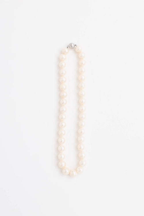 Fine Jewelry 14K White Gold Fresh Water Pearl & Diamond Necklace
