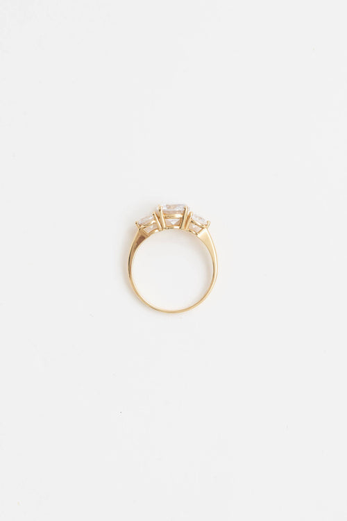 Fine Jewelry 14K Yellow Gold and Cubic Zurconia Three Stone Ring