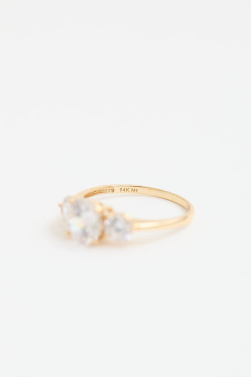 Fine Jewelry 14K Yellow Gold and Cubic Zurconia Three Stone Ring