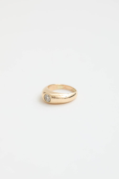 Fine Jewelry 14K Yellow Gold and Diamond Solitaire Flush Set Ring