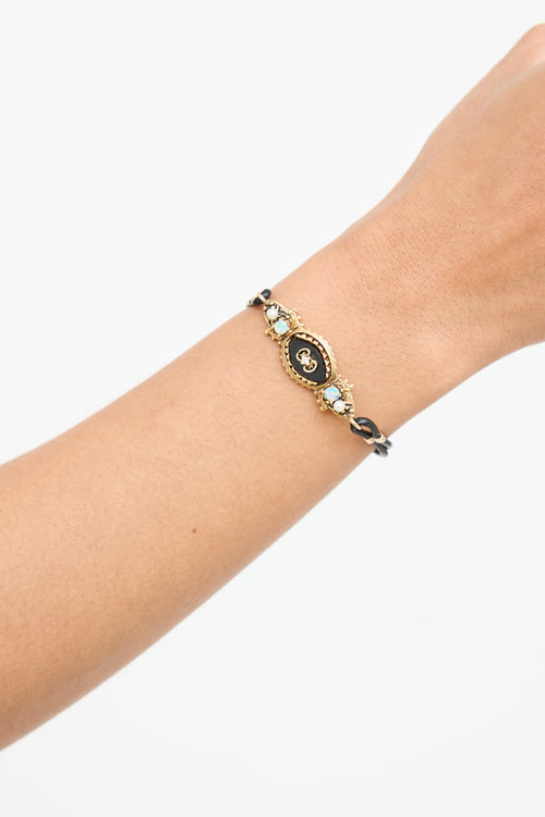 Fine Jewelry 14K Yellow Gold Diamond & Onyx Bracelet