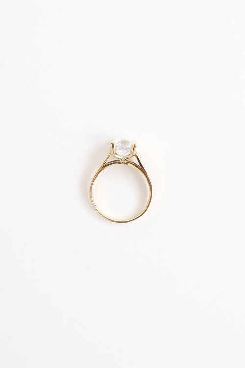 Fine Jewelry 14K Yellow Gold and Cubic Ziirconia Solitaire Ring