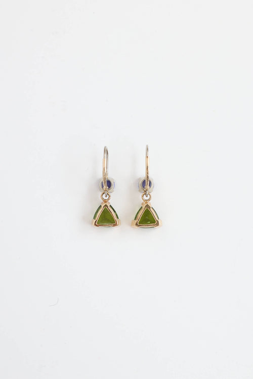 Fine Jewelry 14K Peridot and Tanzanites Drop Earrings