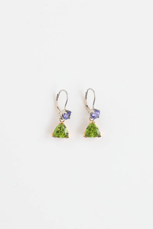 Fine Jewelry 14K Peridot and Tanzanites Drop Earrings