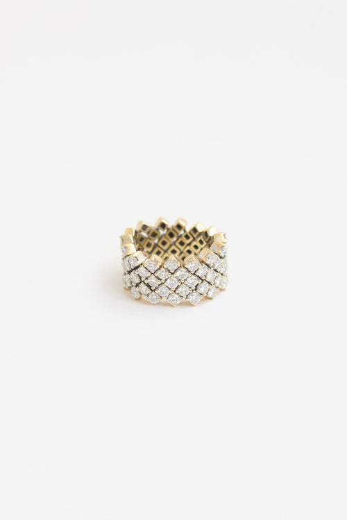 Fine Jewelry 18K Yellow Gold and Diamond Flexible Ring