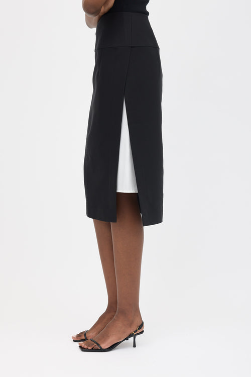 440ME Wool & Silk Side Split Skirt