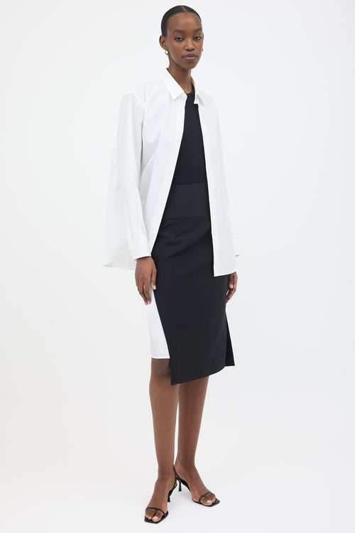 440ME Wool & Silk Side Split Skirt