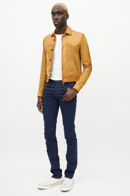 Dior Navy & Orange Contrast Stitch Skinny Trouser