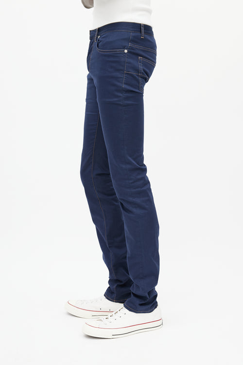 Dior Navy & Orange Contrast Stitch Skinny Trouser