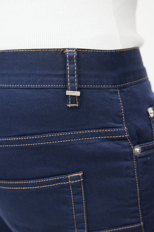 Dior Navy & Orange Contrast Stitch Skinny Trouser