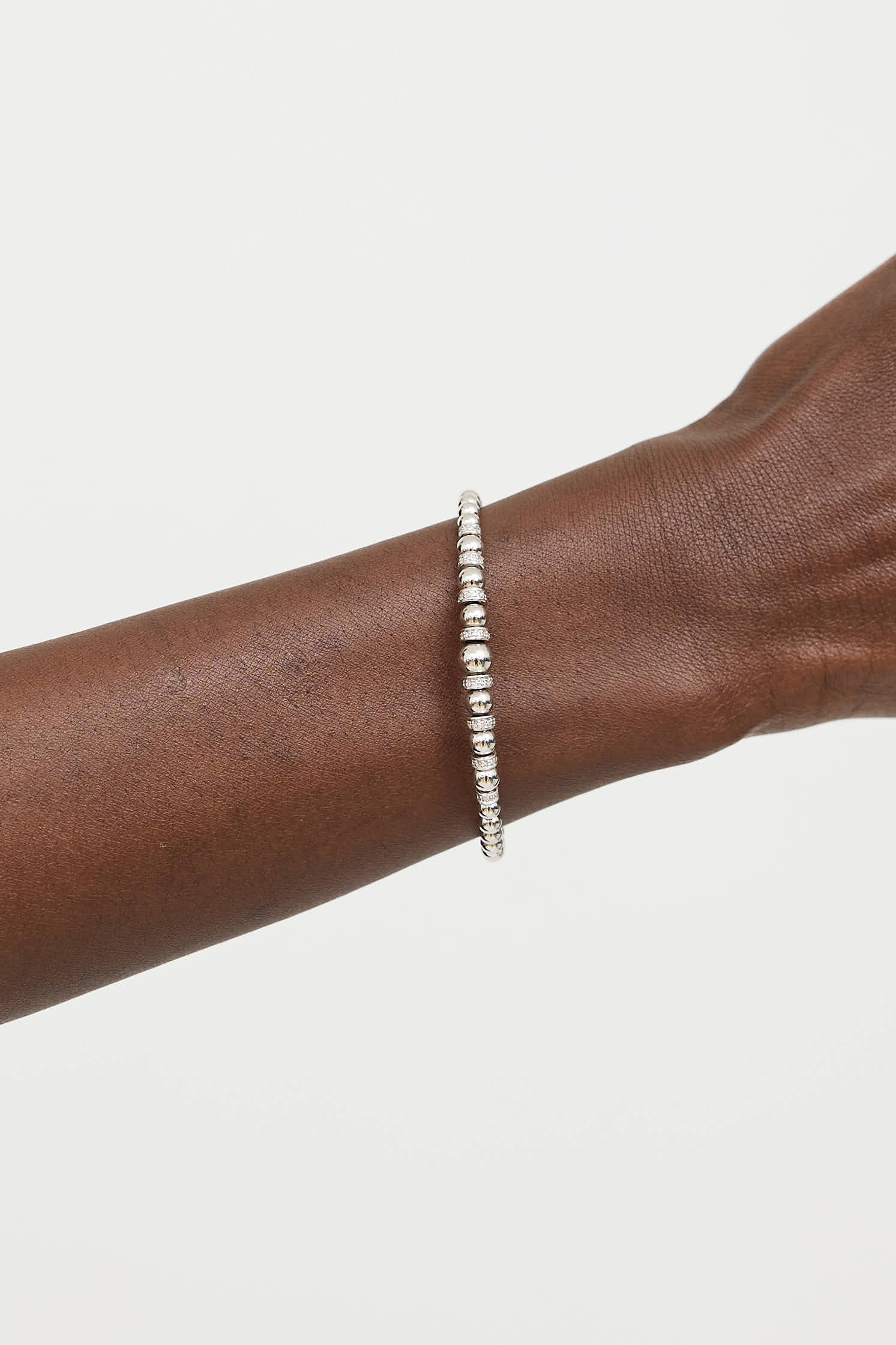 Fine JewelrySterling Silver Diamond Graduated Ball Bead Cuff