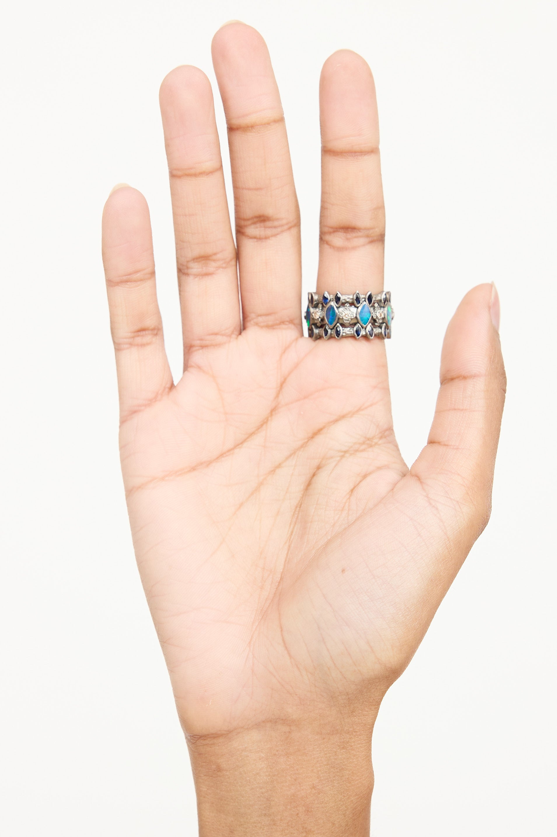ArmentaSterling Silver Opal Diamond Ring
