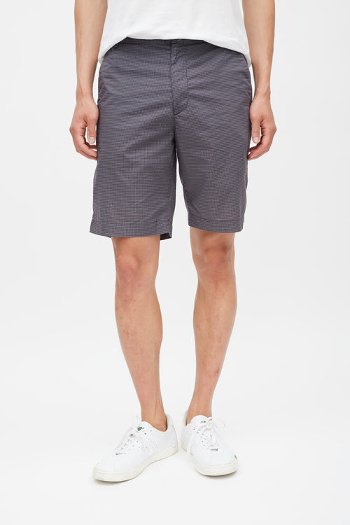 A.P.C. Grey & Red Plaid Shorts