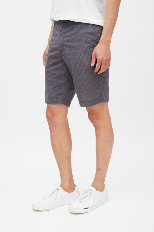 A.P.C. Grey & Red Plaid Shorts