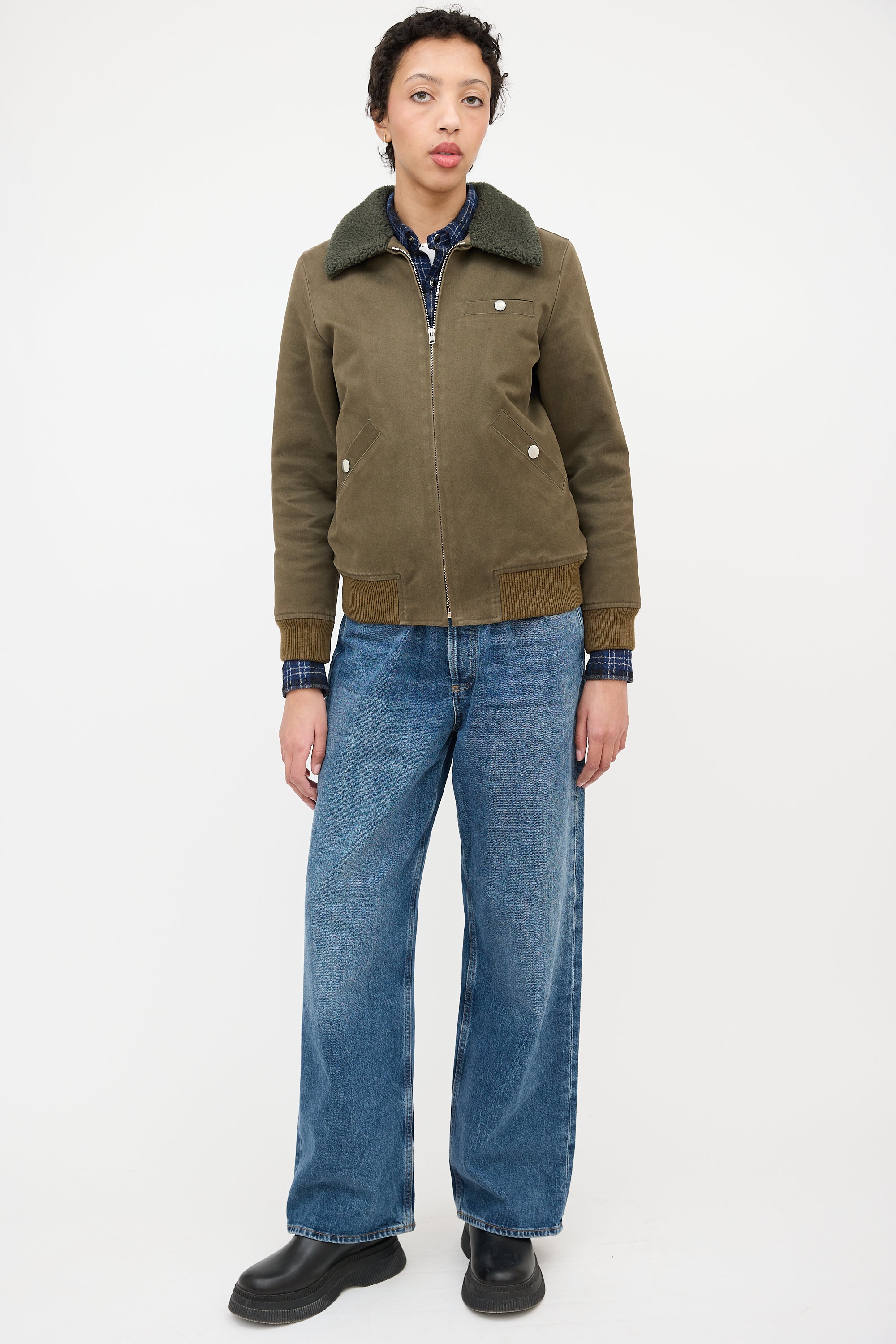 A.P.C. Sherpa Collar Zip Jacket