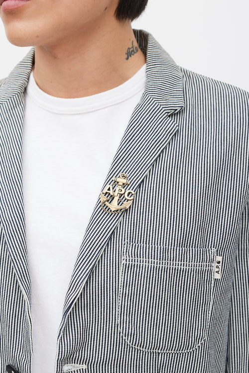 A.P.C. X Carhartt White & Black Striped Blazer
