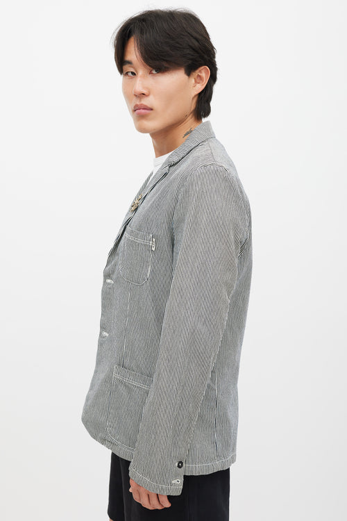 A.P.C. X Carhartt White & Black Striped Blazer