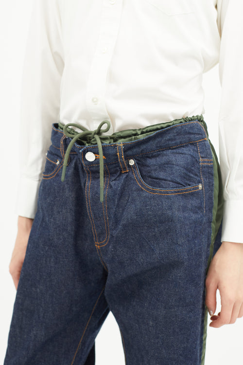 A.P.C. x Sacai Blue & Green Nylon Denim Jeans