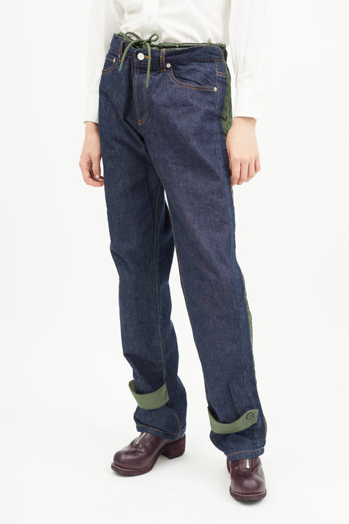 A.P.C. x Sacai Blue & Green Nylon Denim Jeans