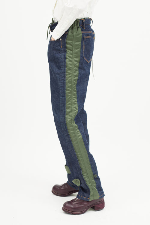 A.P.C. x Sacai Blue & Green Nylon Denim Jeans