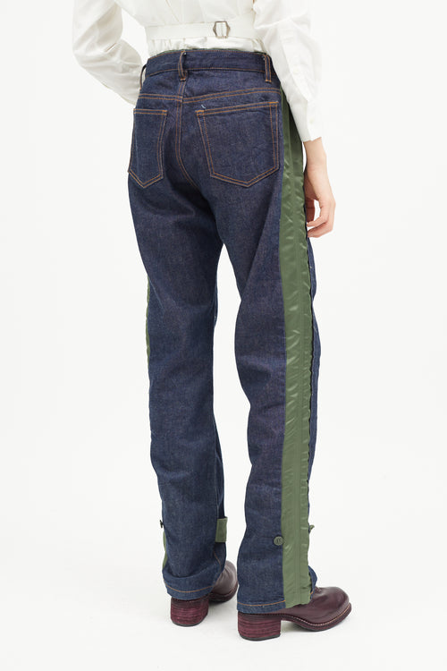 A.P.C. x Sacai Blue & Green Nylon Denim Jeans
