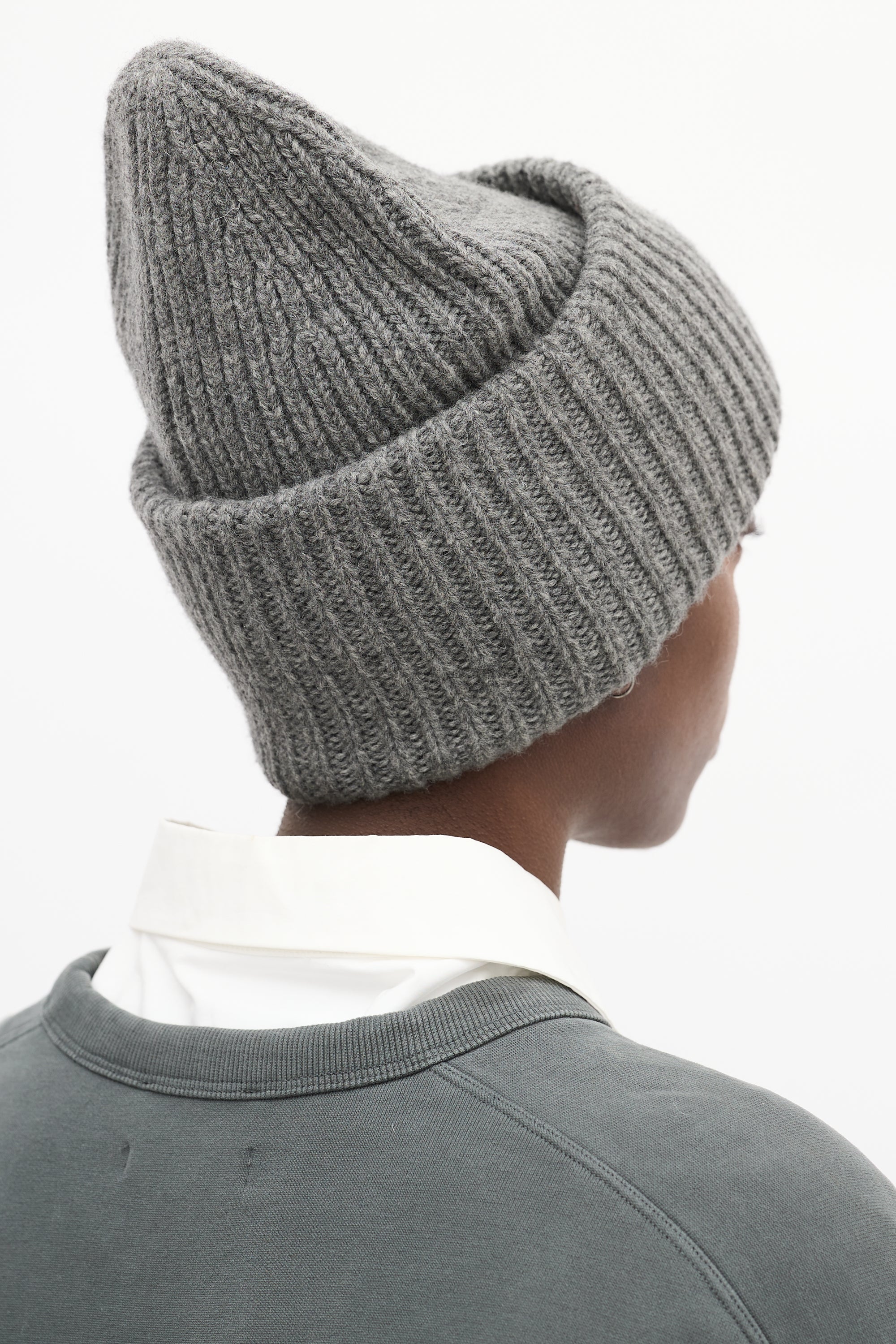 Acne Studios Grey Ribbed Face Logo Beanie