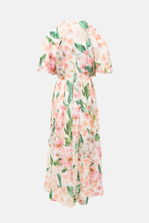 Aqua by Aqua Bendita Linen Floral Gesto Dress