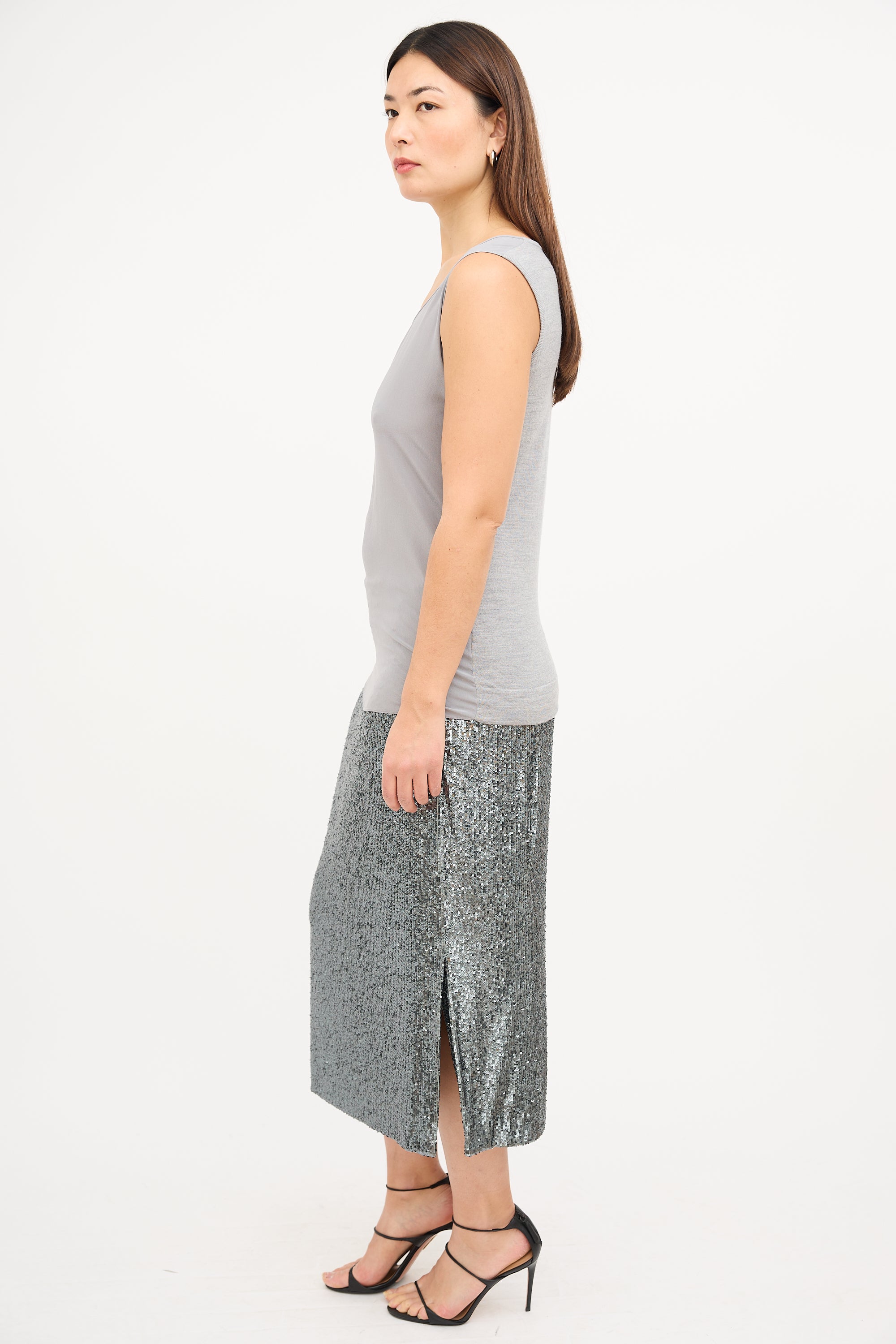 Akris Grey Silk & Wool Tank