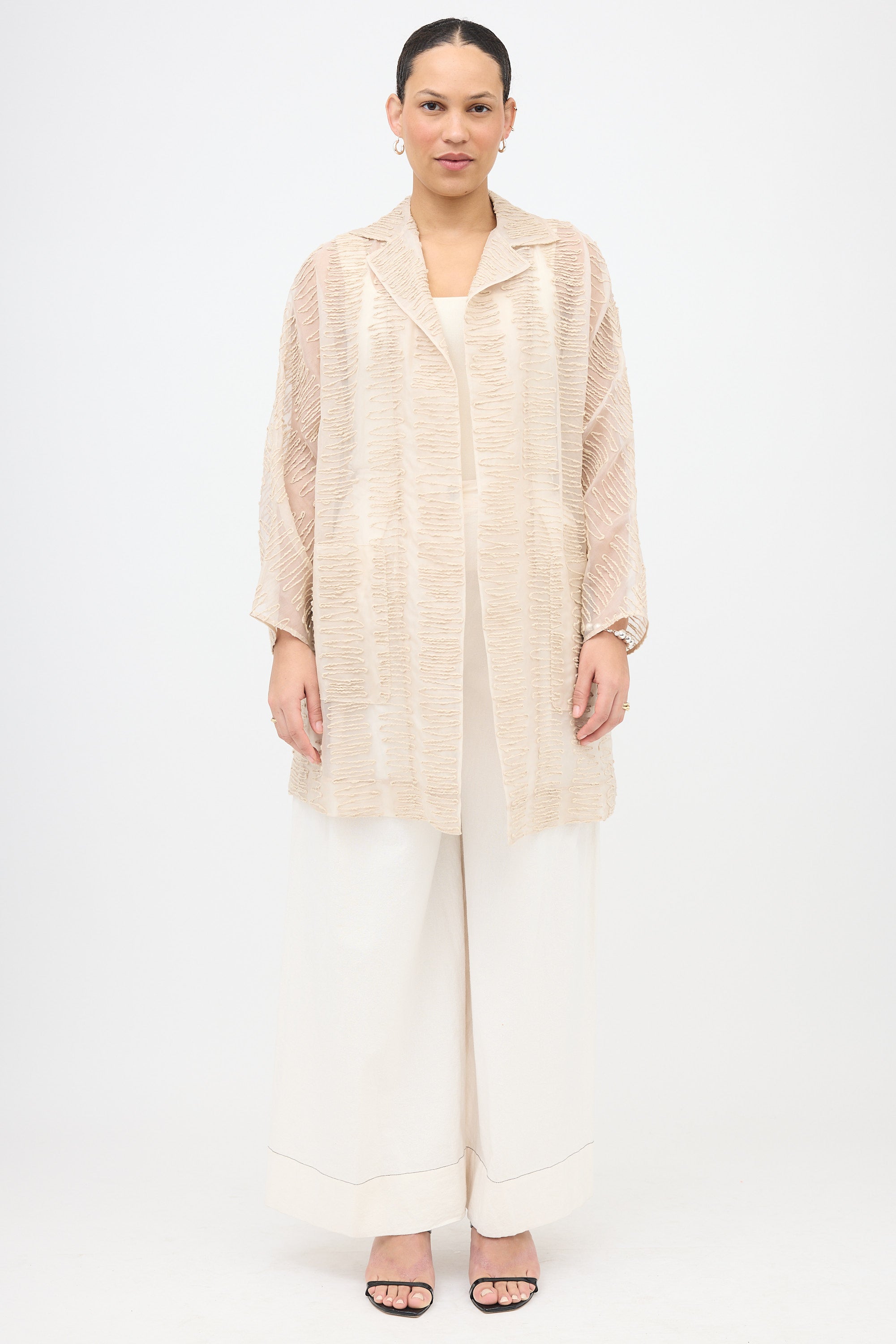 Akris Silk Embroidered Open Blazer