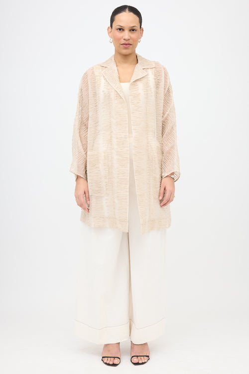 Akris Silk Embroidered Open Blazer