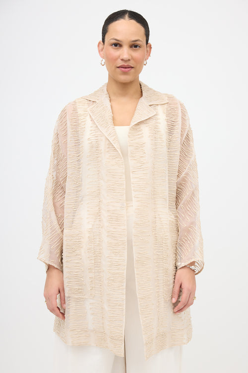 Akris Silk Embroidered Open Blazer