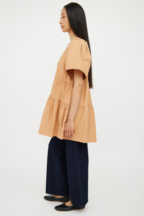 A.L.C. Brown Cotton Tiered Mini Dress