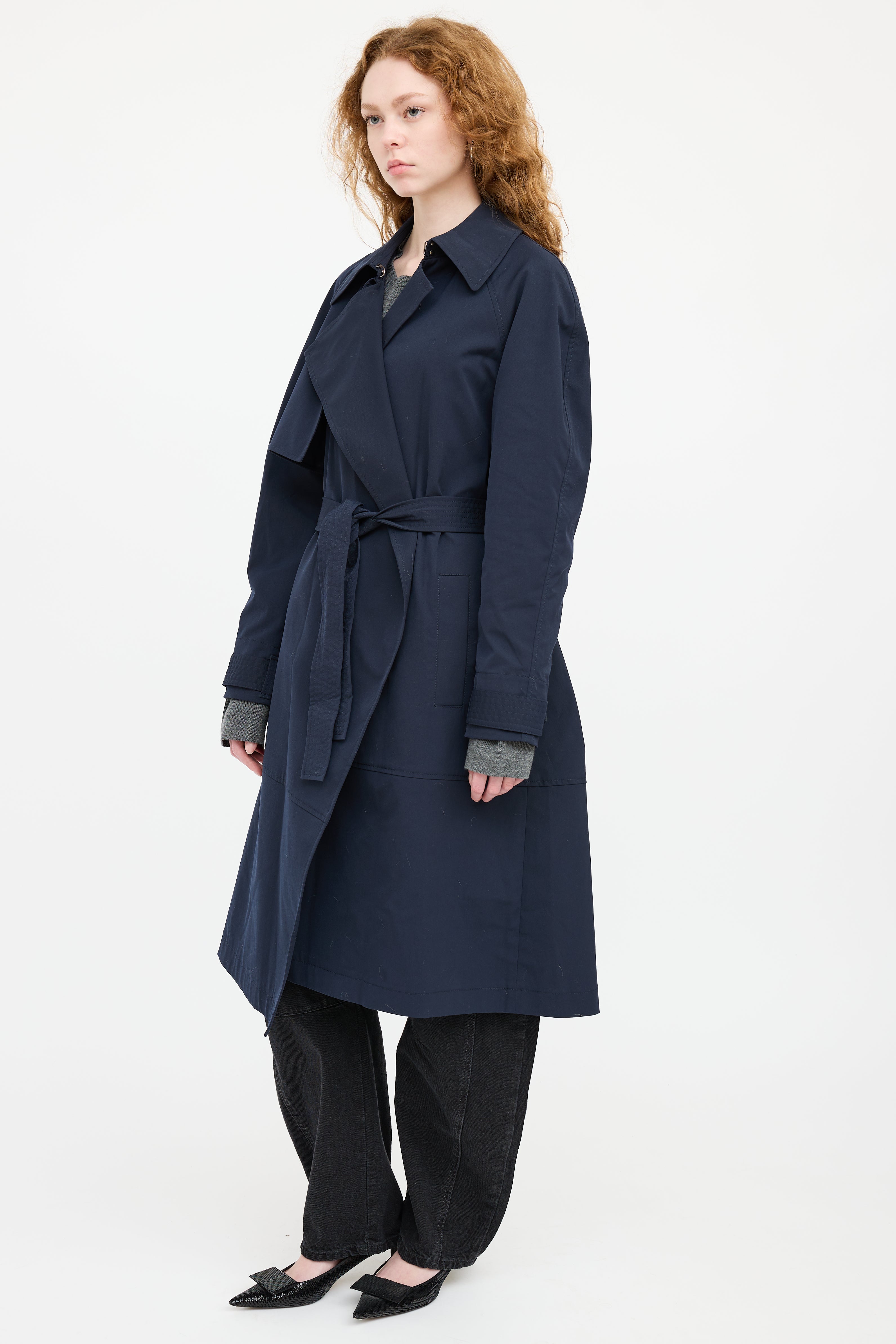 A.L.C. Navy Belted Trench Coat