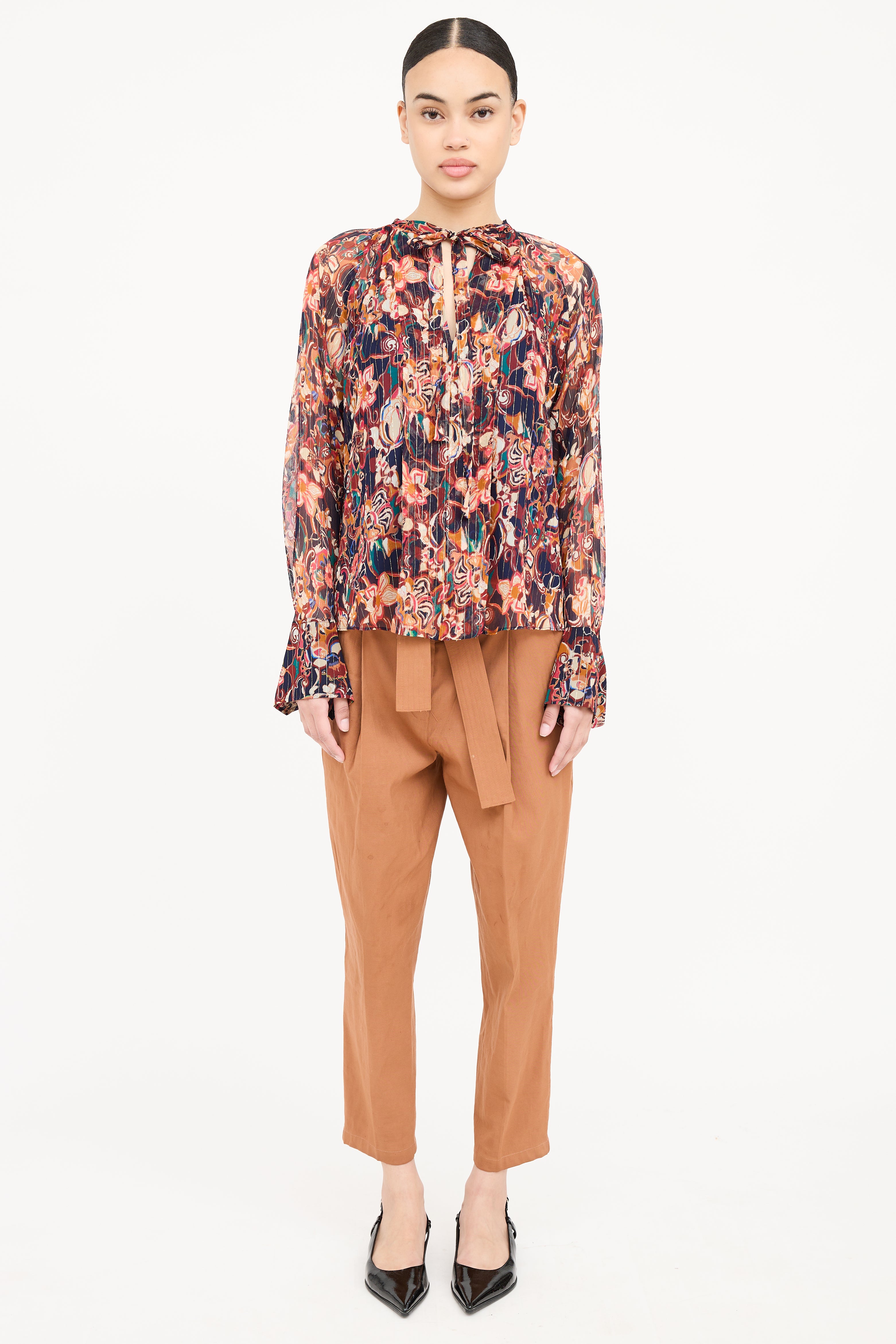 A.L.C. Frida Pattern Sheer Top