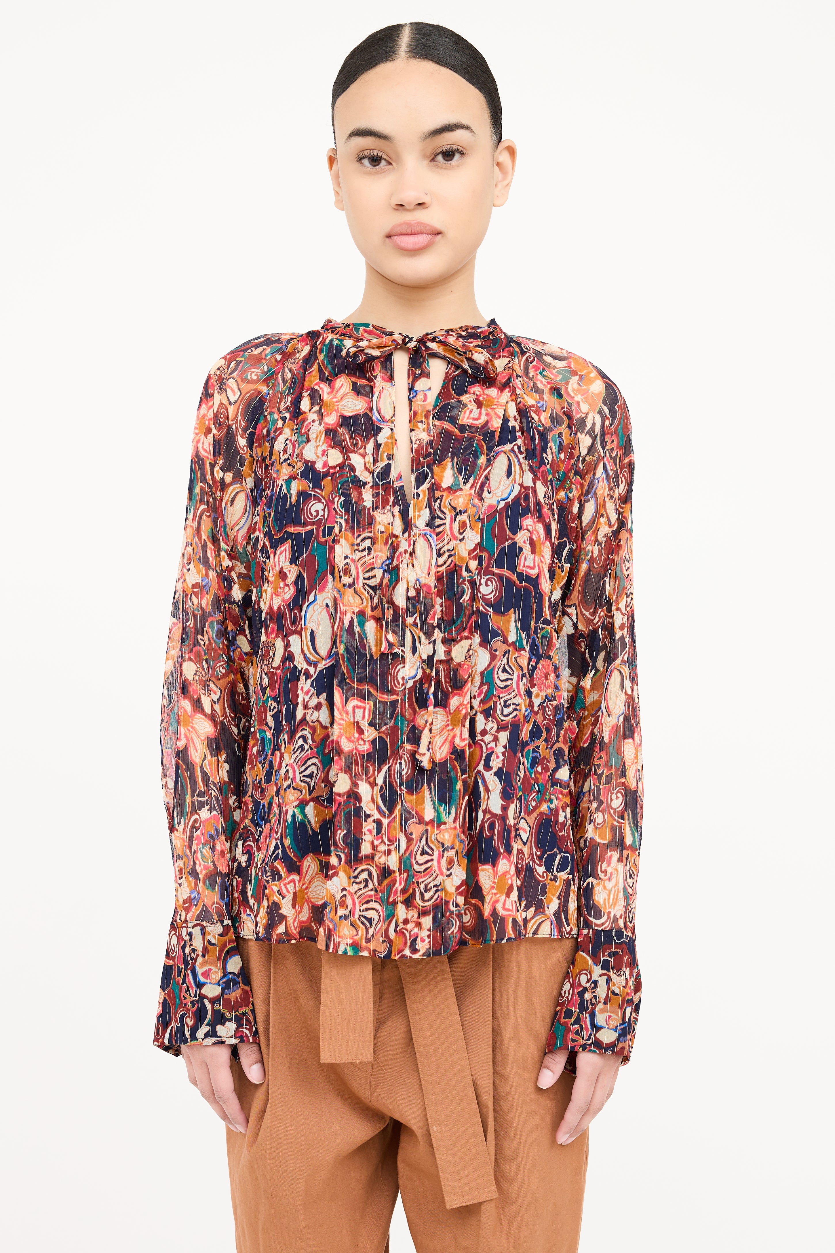 A.L.C. Frida Pattern Sheer Top