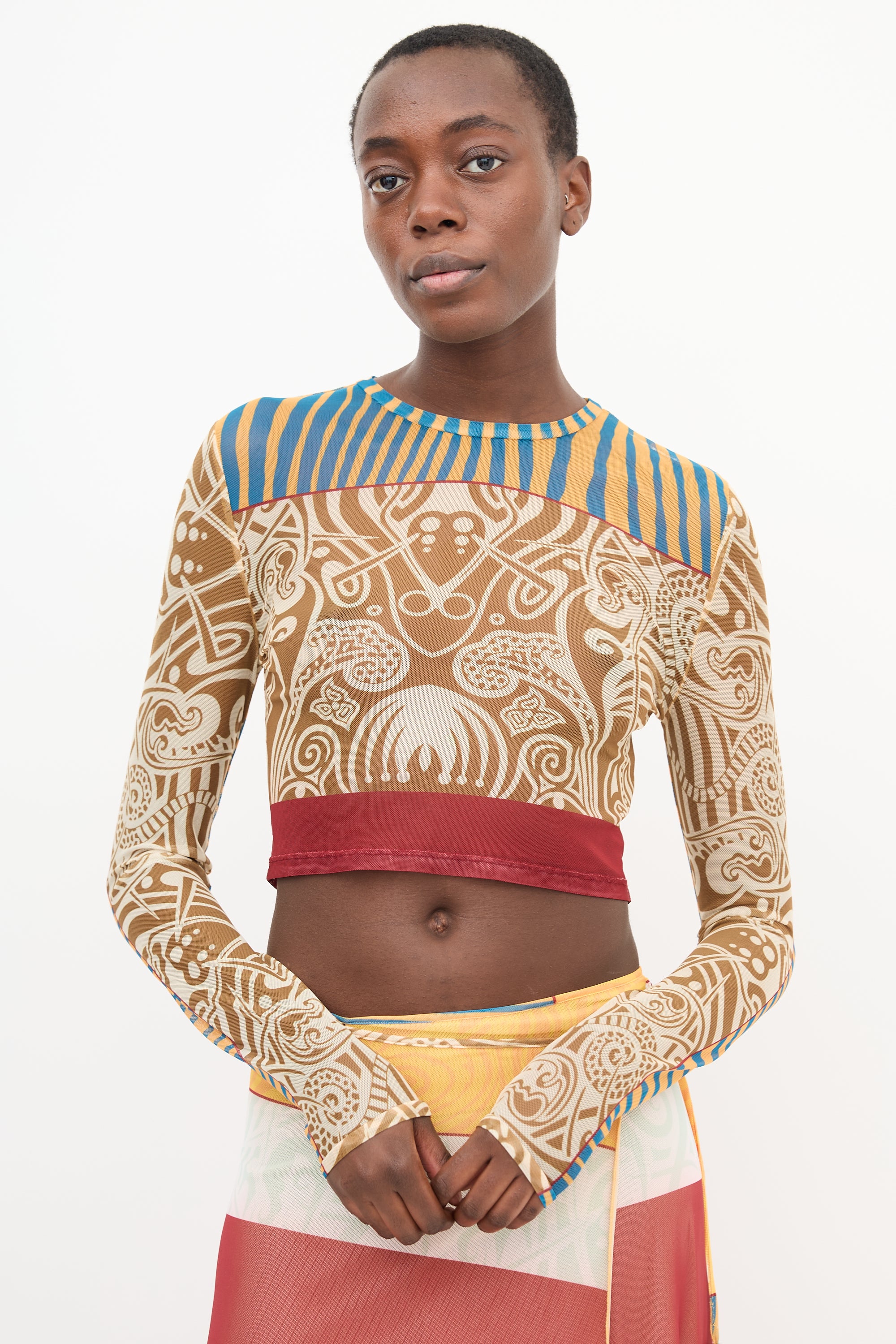 Alexis Brown & Multi Mesh Printed Top