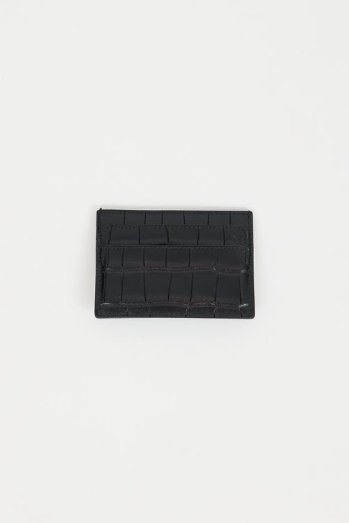 Alexander McQueen Black Embossed Leather Skull Card Holder