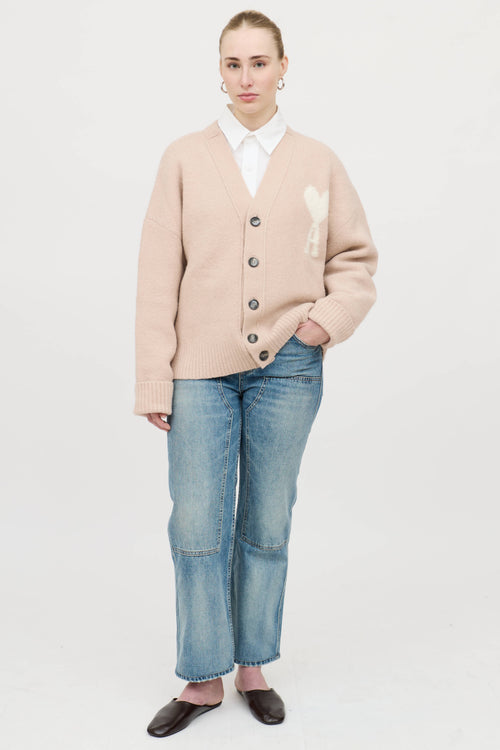 AMI Paris Wool Ami de Coeur Cardigan