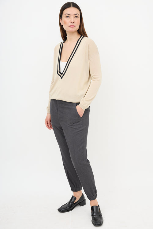 AMI Paris Wool Elasticized Hem Trouser